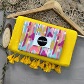 Yellow Handloom Khadi Cotton Saree With Heart Print Blouse